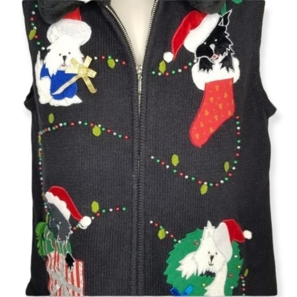 Studio Joy Puppies Dogs Ugly Christmas Sweater Vest Size S - Picture 2 of 8